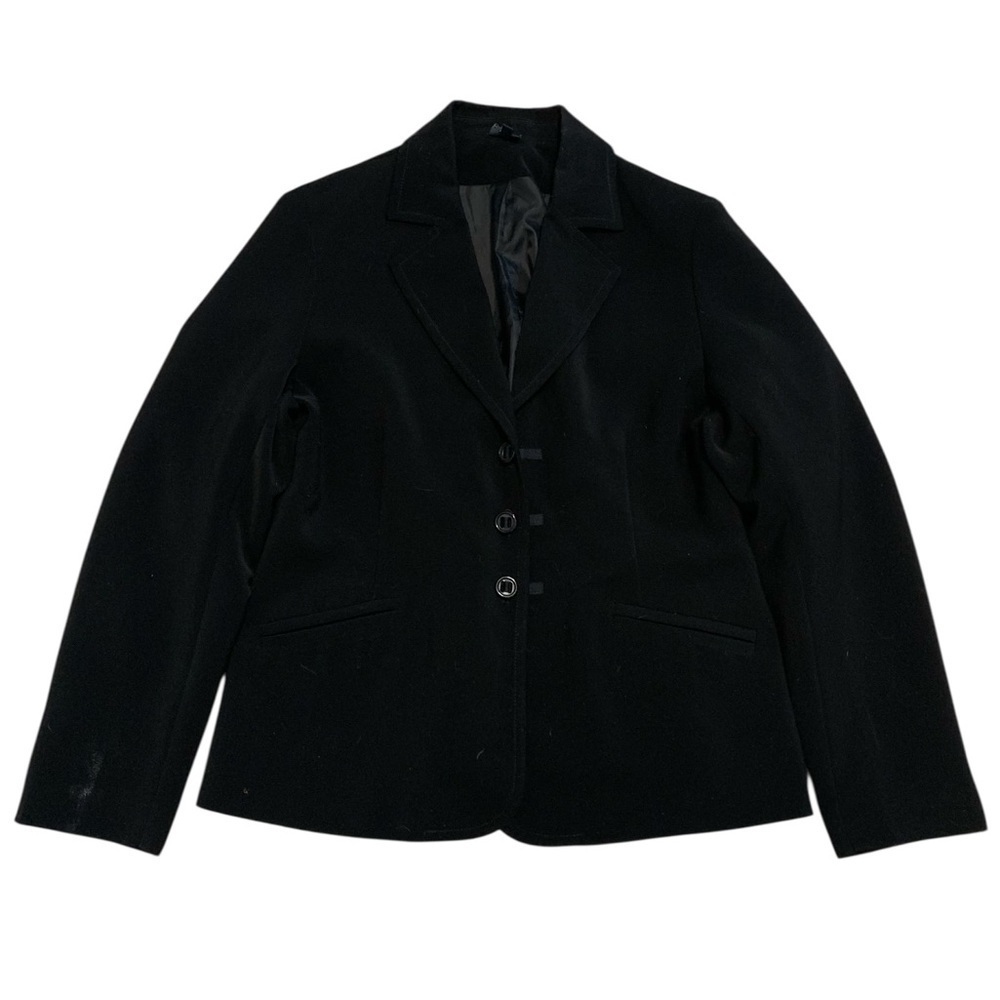 R Petites Black Three Button Blazer Jacket | Size 14P Career Workwear